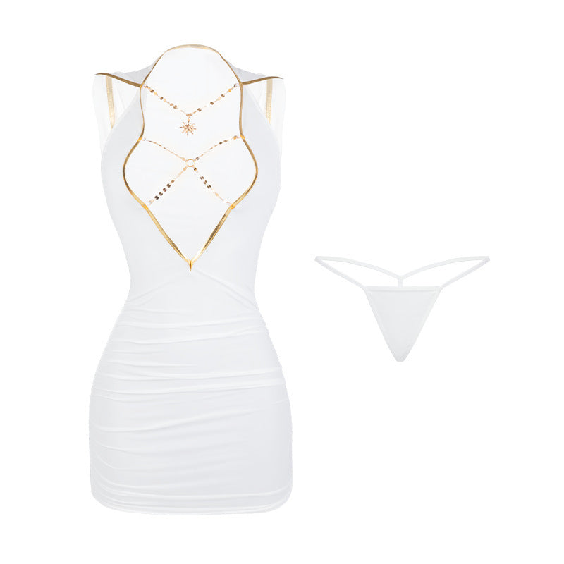 Anime Japanese Sexy Plunge Cross Lace Dress