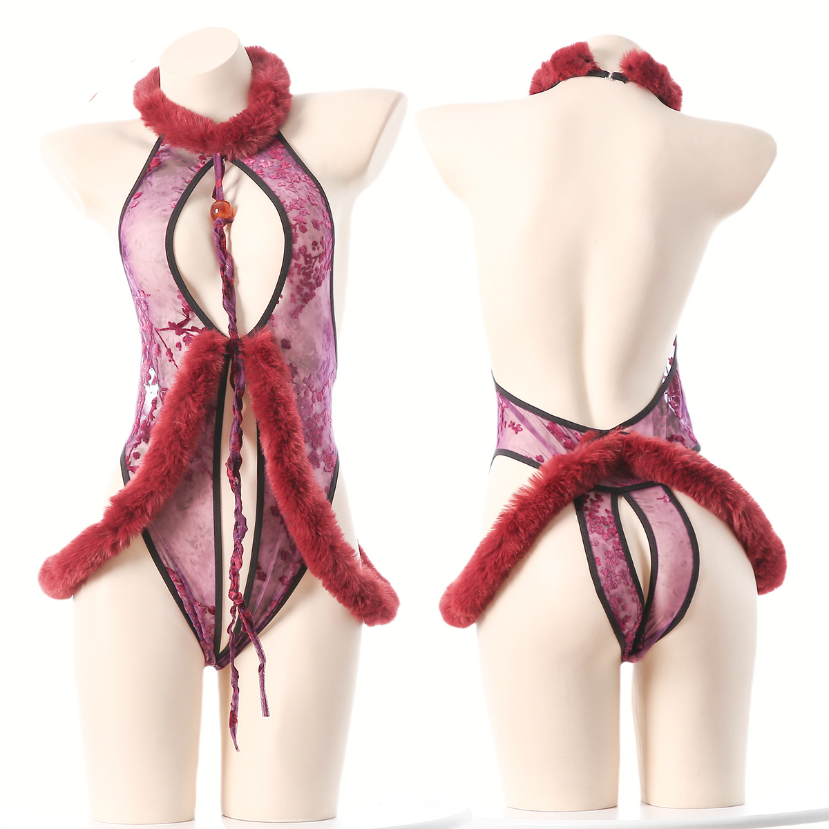Chinese Maid With Furry Tail Bodysuit