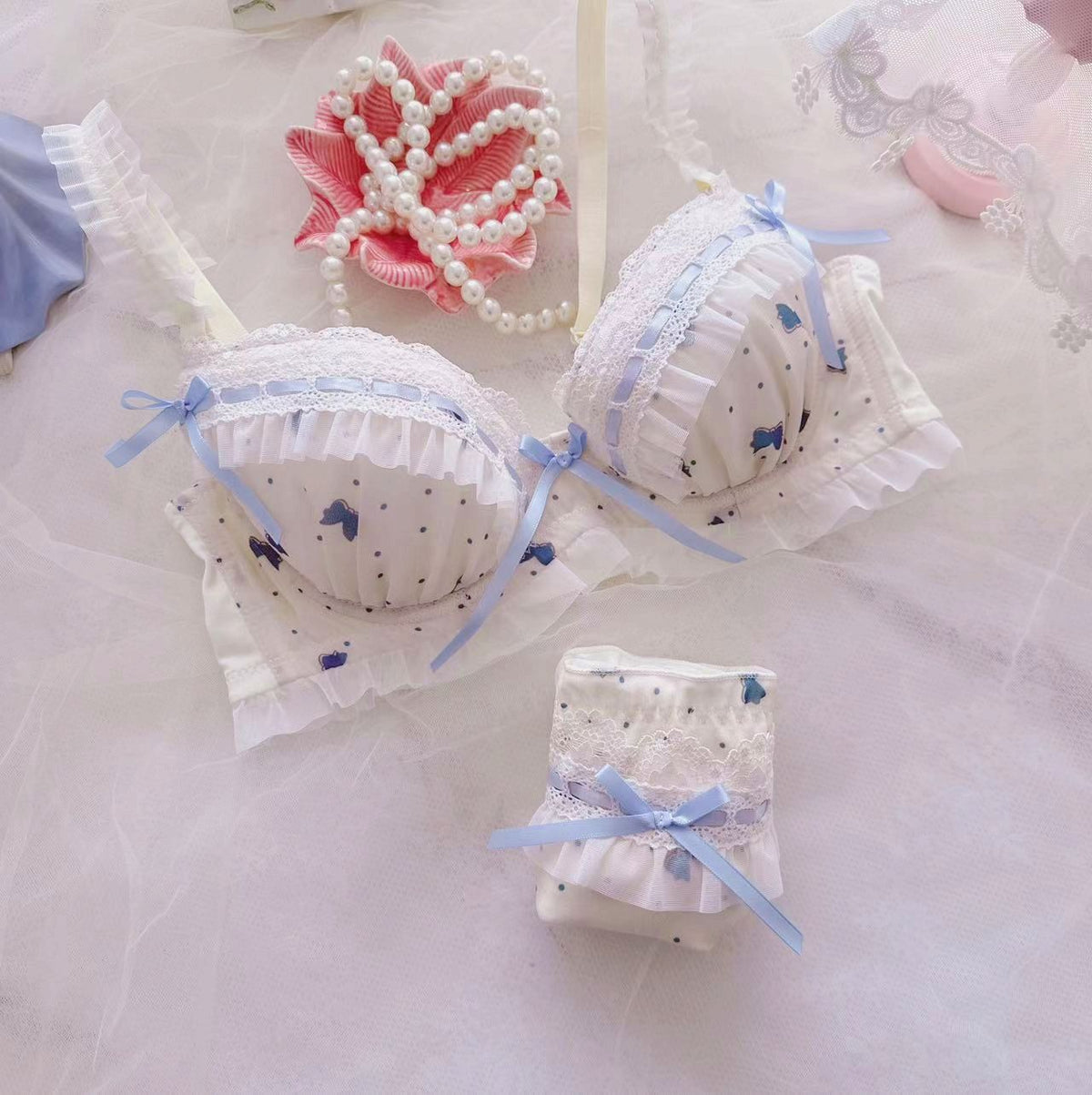 Japanese Lolita Flower Bra Set