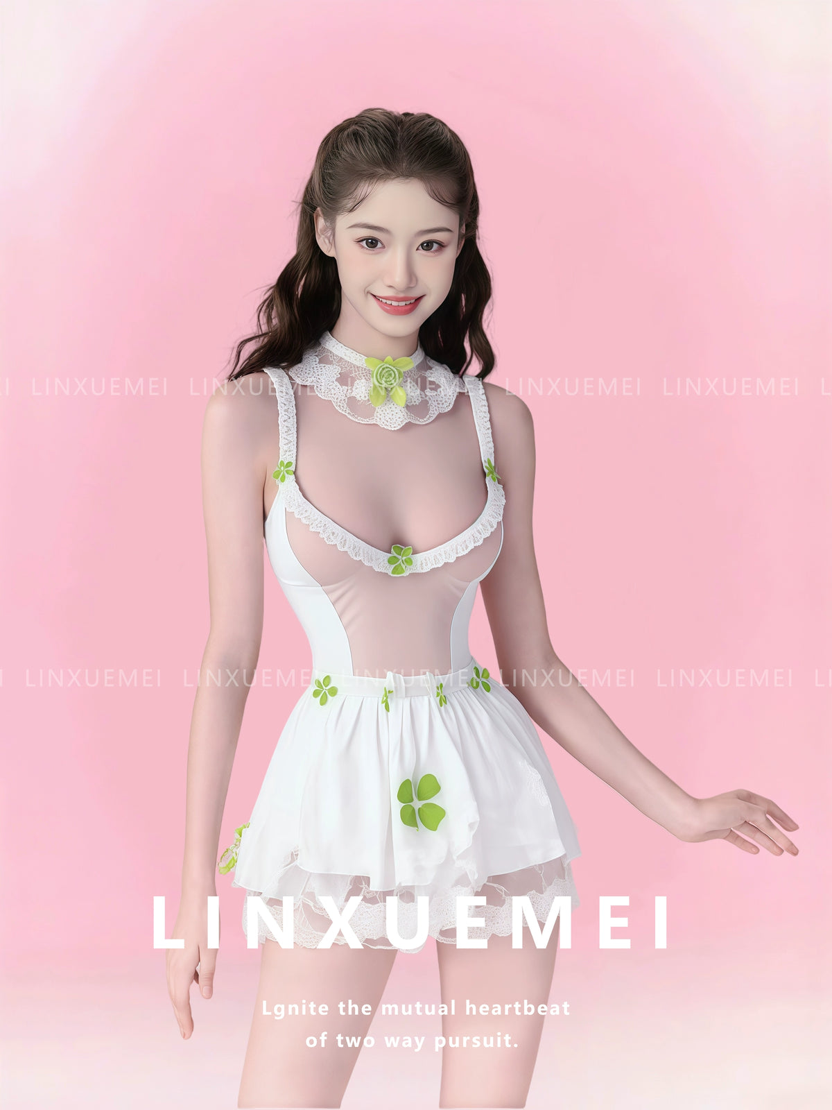Japanese Sexy Lolita Lucky Clover Pom Pom Dress