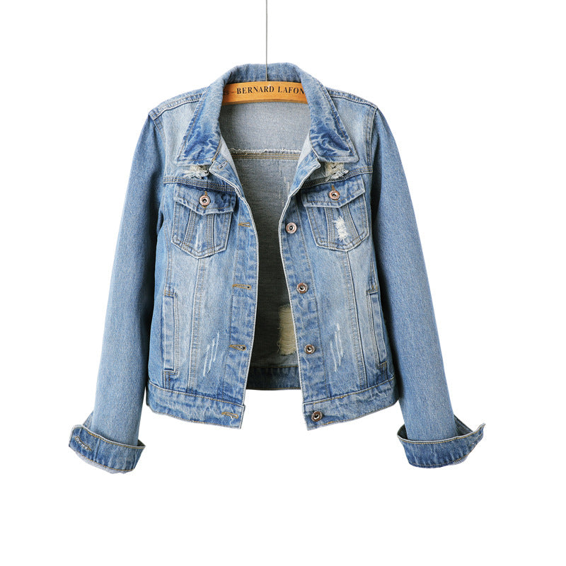 Ripped denim short jacket short
