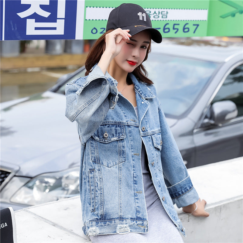 Loose Hong Kong style ins embroidered jacket