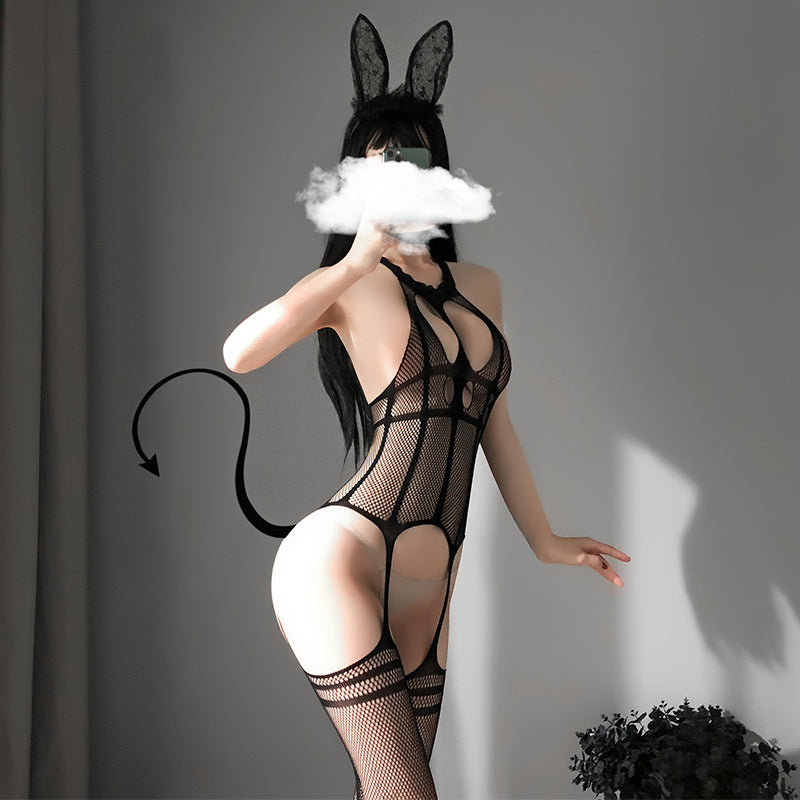 Sofyee Kawaii Sexy Hollow Backless Halter Socks