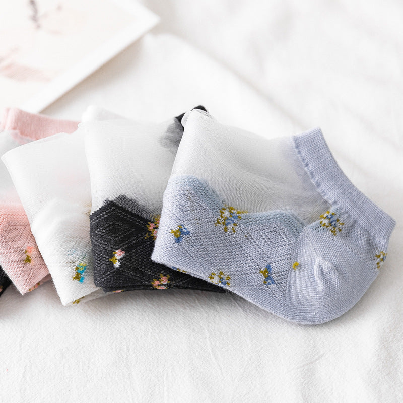 Kawaii japanische Spitzenblumensocken – 5 Paar Set