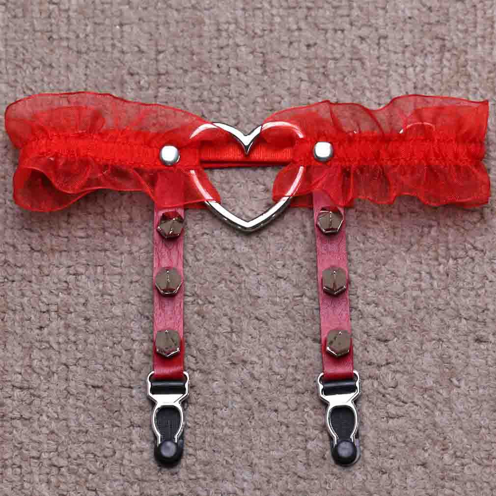 Gothic Pastell Lolita Nieten Leder Rüschen Strumpfband
