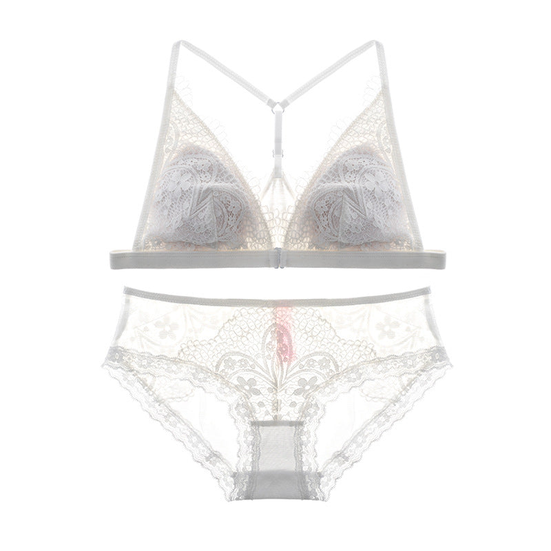Sheer Mesh Lace Floral Embroidered Bra & Panty Sets