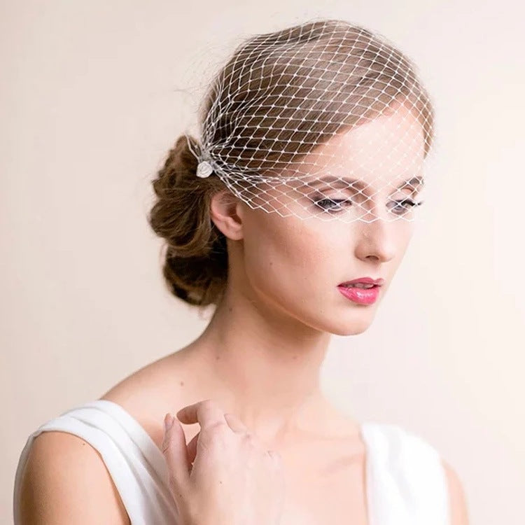 style bride white big eye mesh hair accessories wedding photo stage performance veil headdress Blusher Bird Cage Vei
