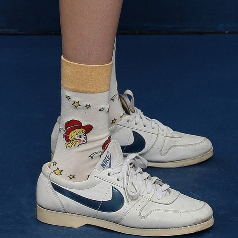Tierische Cartoon-Pfirsich-Kawaii-japanische Pastell-Grafiksocken