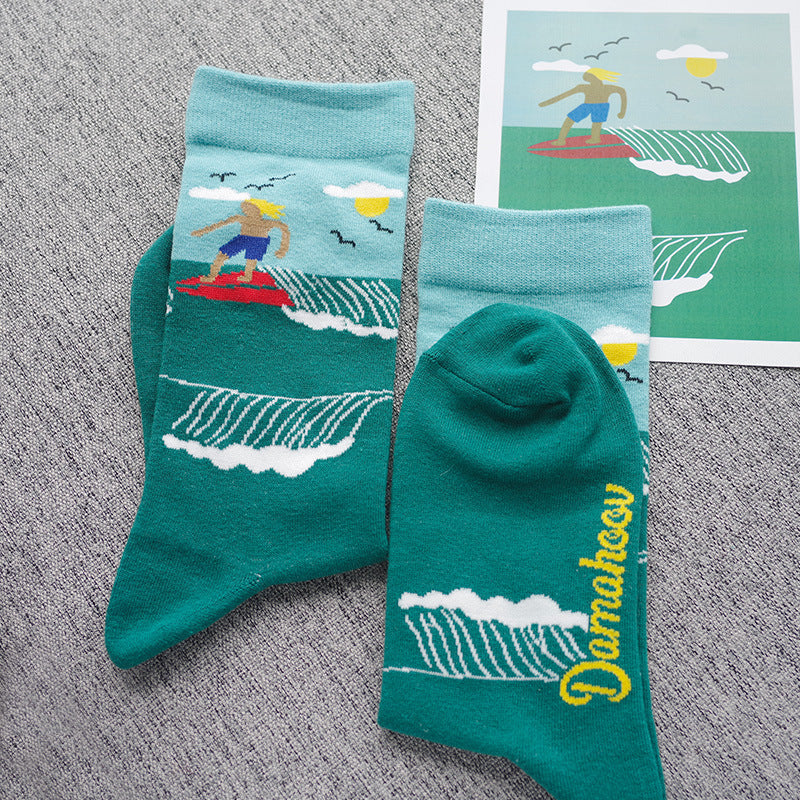 Landschafts-Cartoon-Pfirsich-Kawaii-japanische Pastell-Grafiksocken