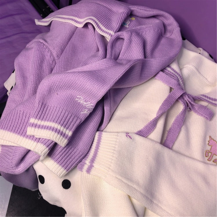 Pastel Harajuku Kawaii Baby Collar Knit Shirt