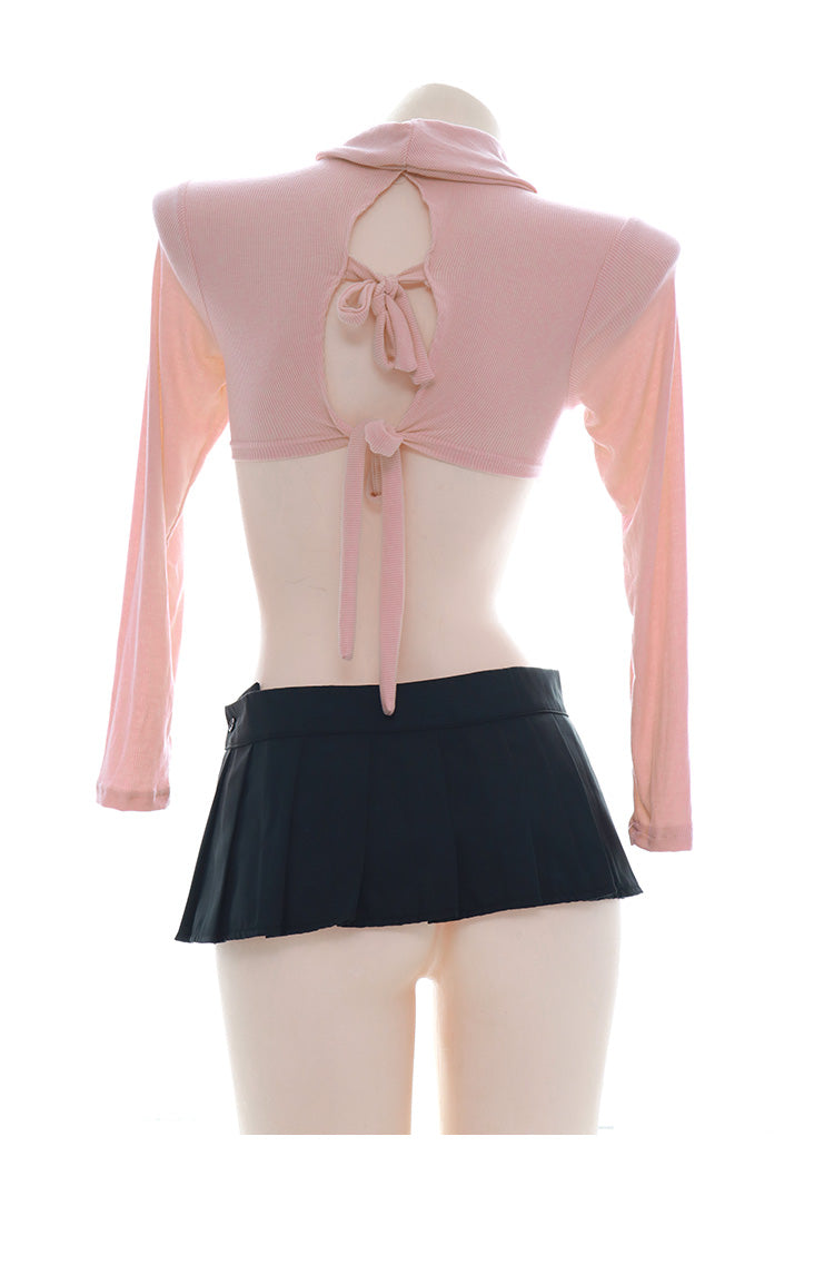 Japanese Anime School Girl-Pink Bowknot