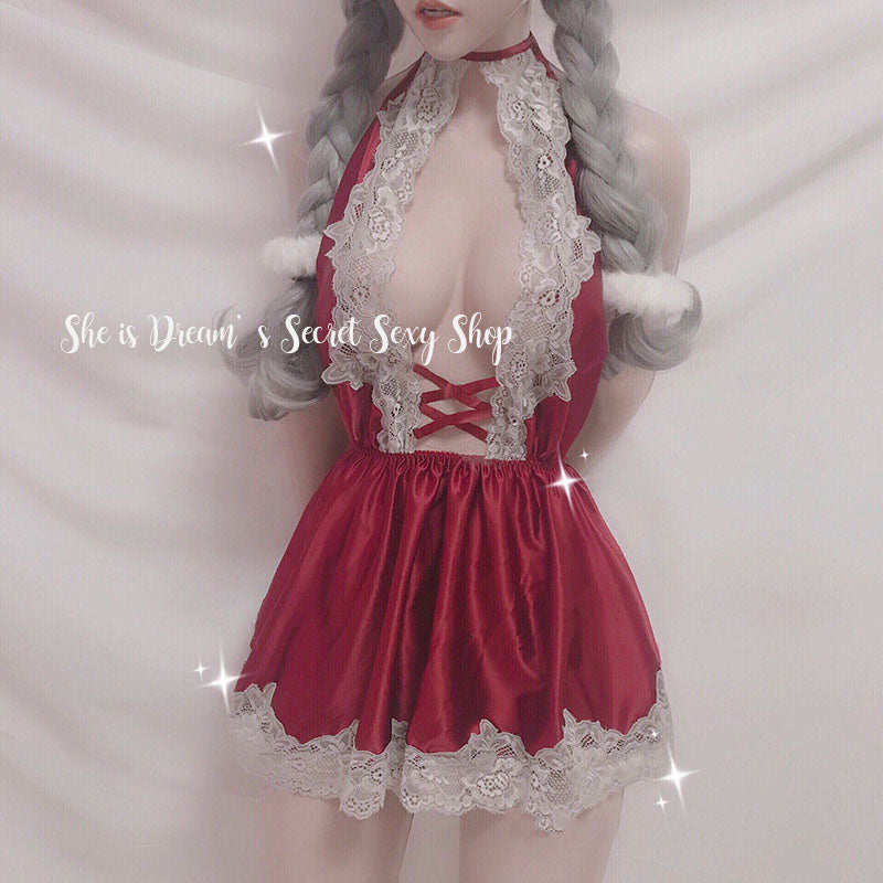 Frisches, sexy, transparentes, rotes Dessous-Set