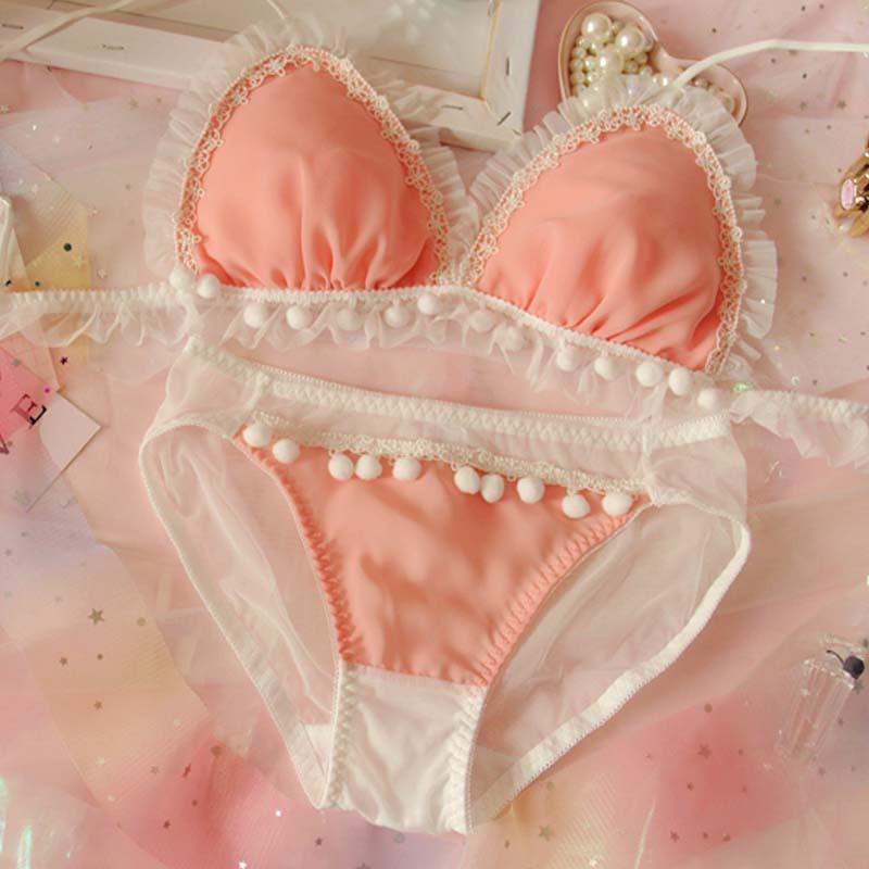 Pink Cartoon Pastel Lover Cute Sweetie Baby Bralette Set