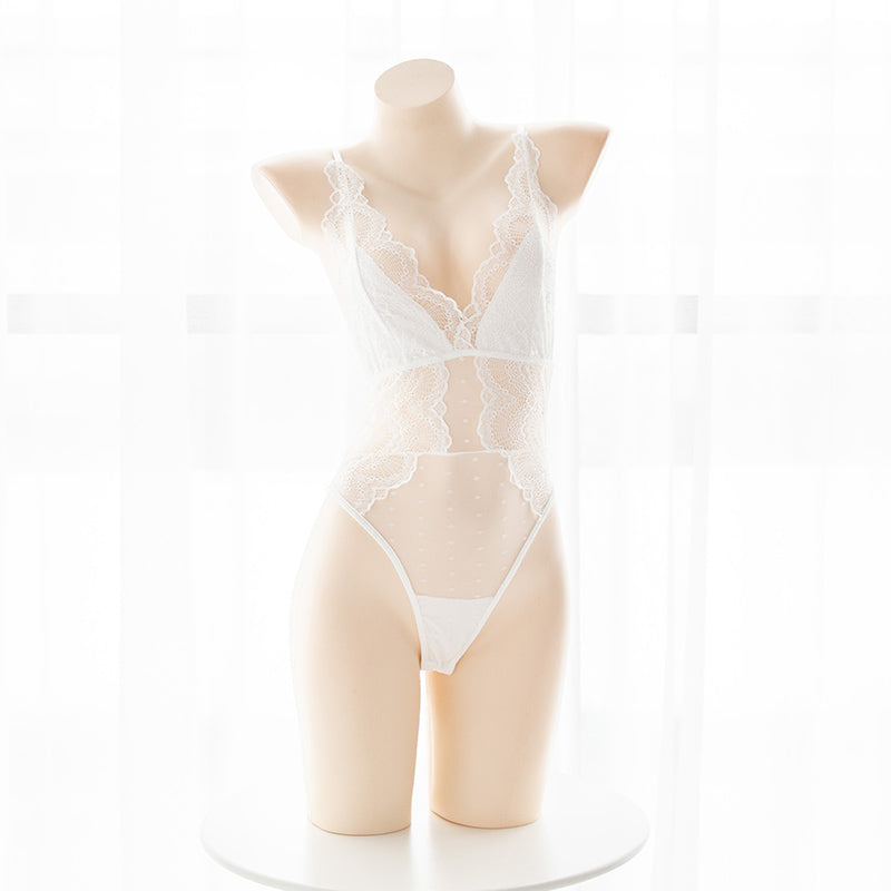 Sexy Amine School Girl Kawaii Stripped Heart Cat Keyhole Lingerie