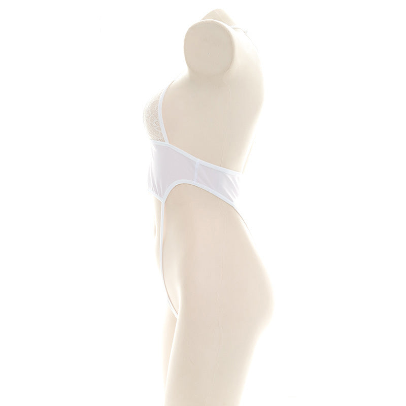 Sofyee Sexy Mesh Open Back Tight-Fitting One-Piece