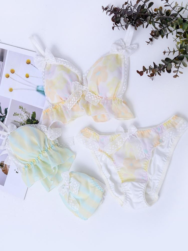 Sofyee Kawaii Japanese Harajuku Pastel Ruffle Bralette Set