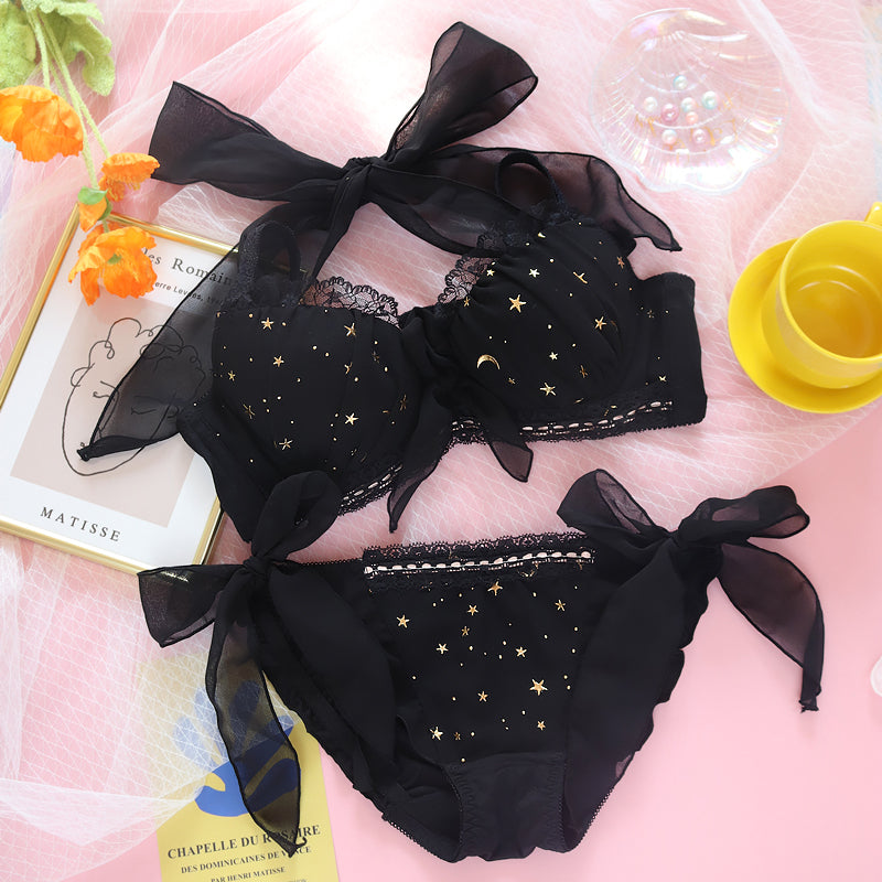 Japanese Kawaii Anime Starring Night Bow Bras And Panty Set