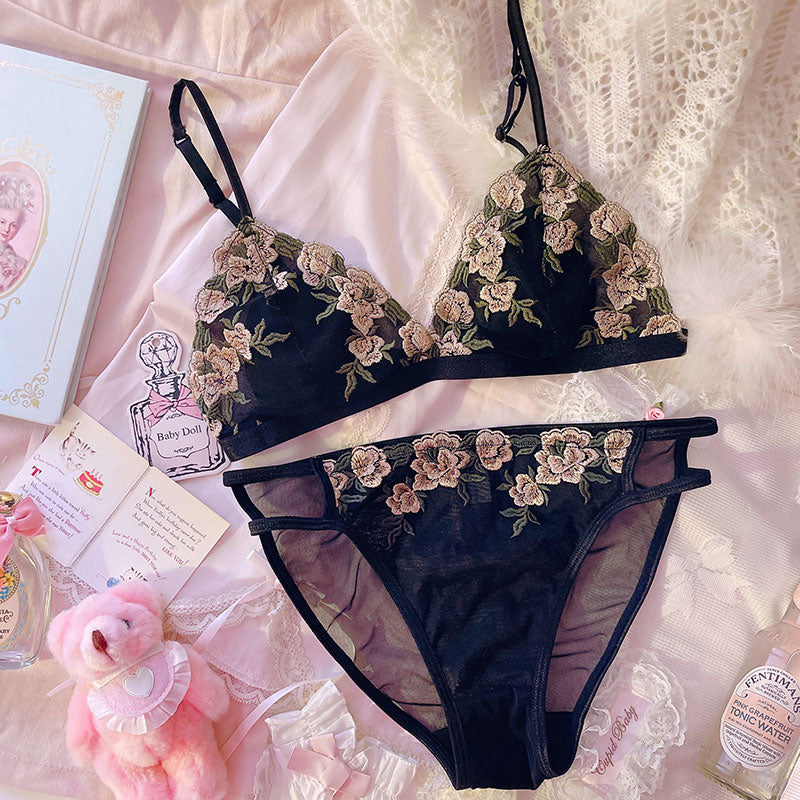 Vintage Braunes Blumen Baby Bralette Set
