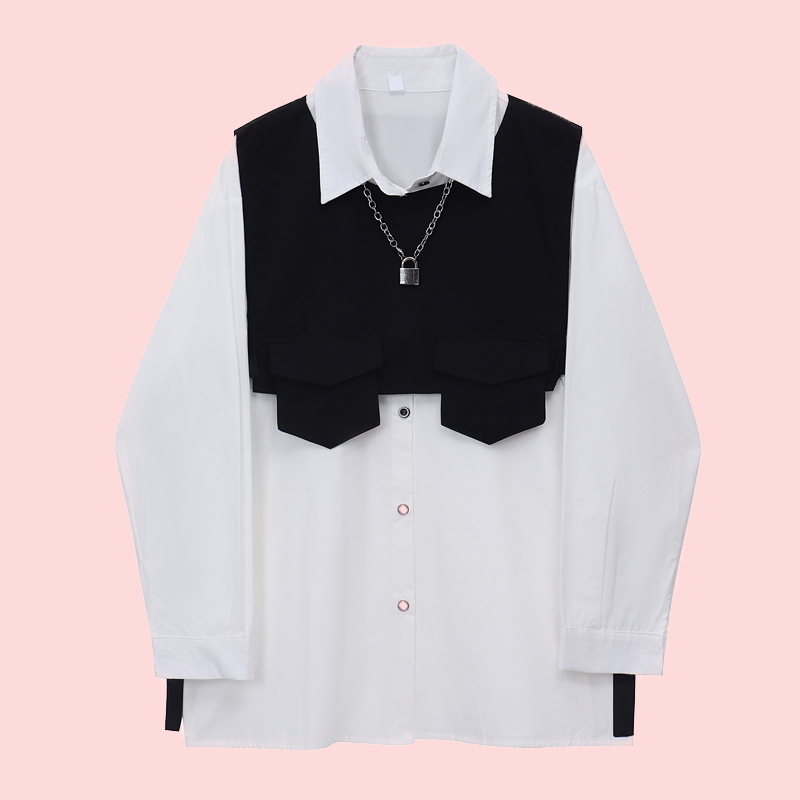 Two-piece casual fashion western shirt vest
