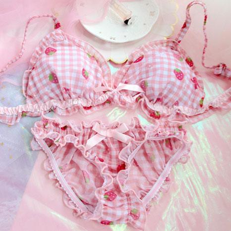 Pink Cartoon Pastel Lover Cute Sweetie Baby Bralette Set