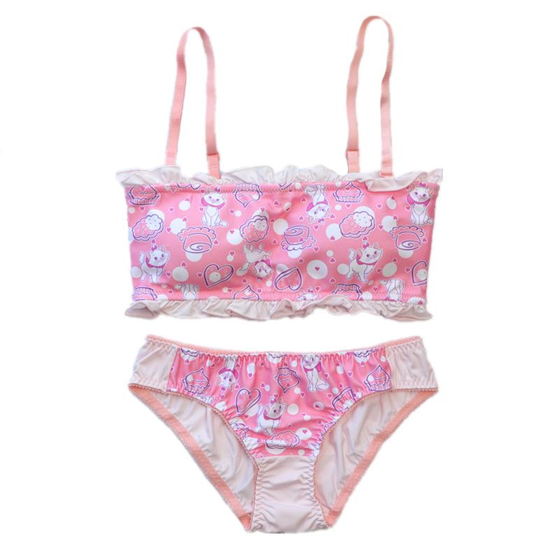 Cartoon Printed Japanese Kawaii Comfy Cute Sweetie Baby Tube Top Lingerie Set