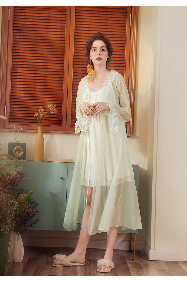 White Lace Sheer White Nighties Set