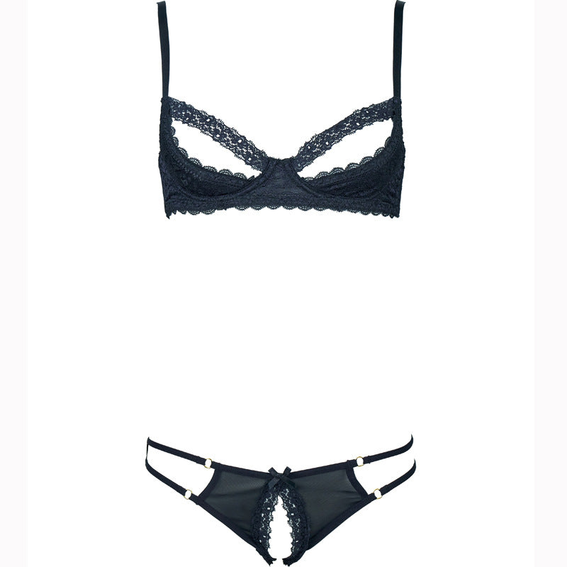 Black Open Cup Lingerie Set