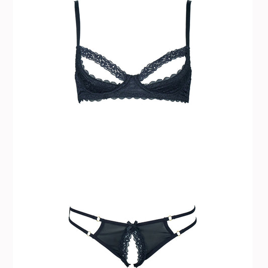 Black Open Cup Lingerie Set