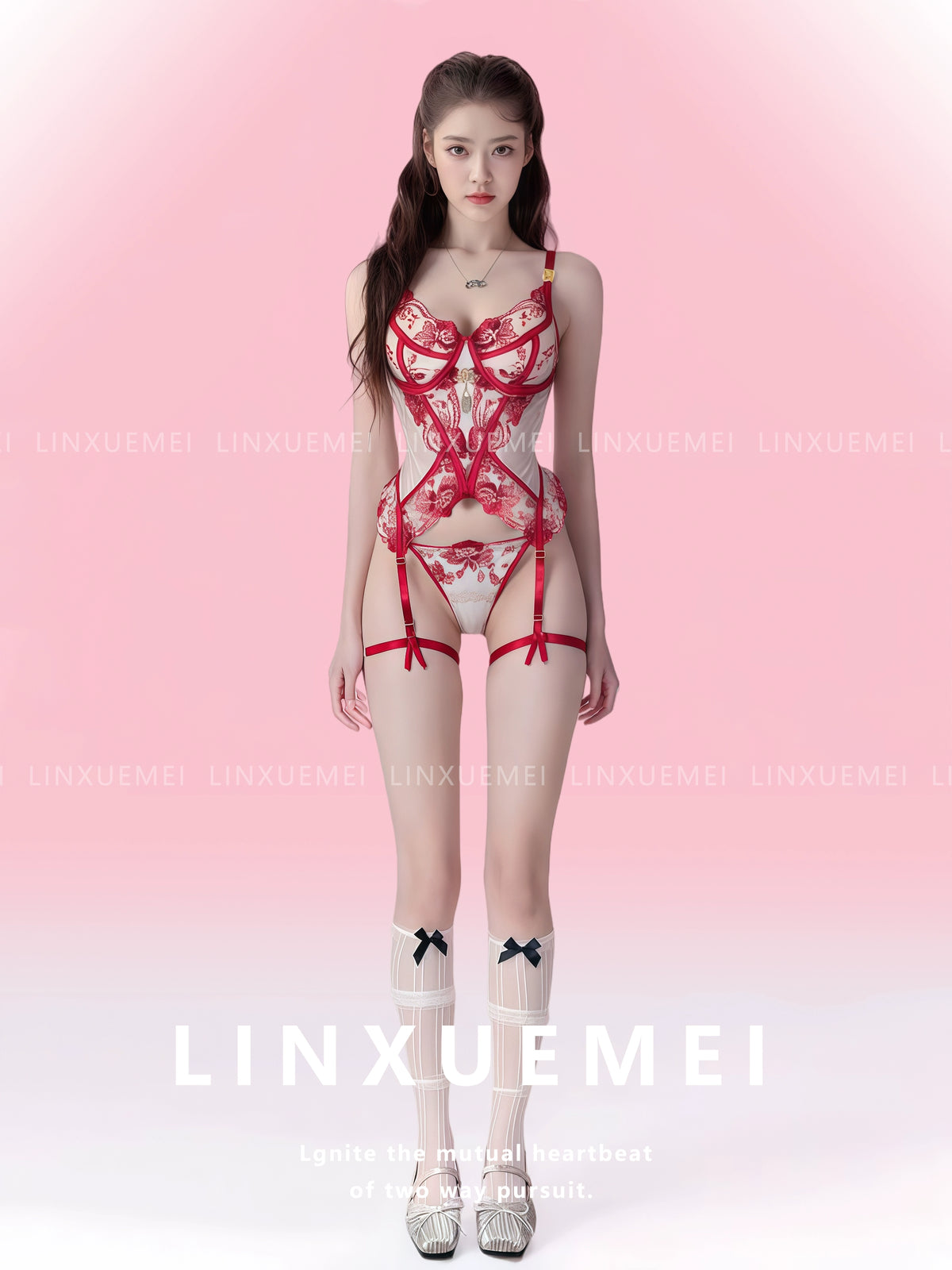 Sexy Mesh Red Flower Sheer Bodysuit
