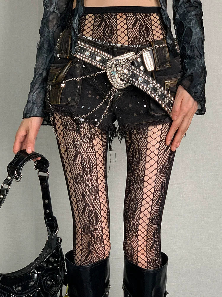 Black Lace Out Stocking