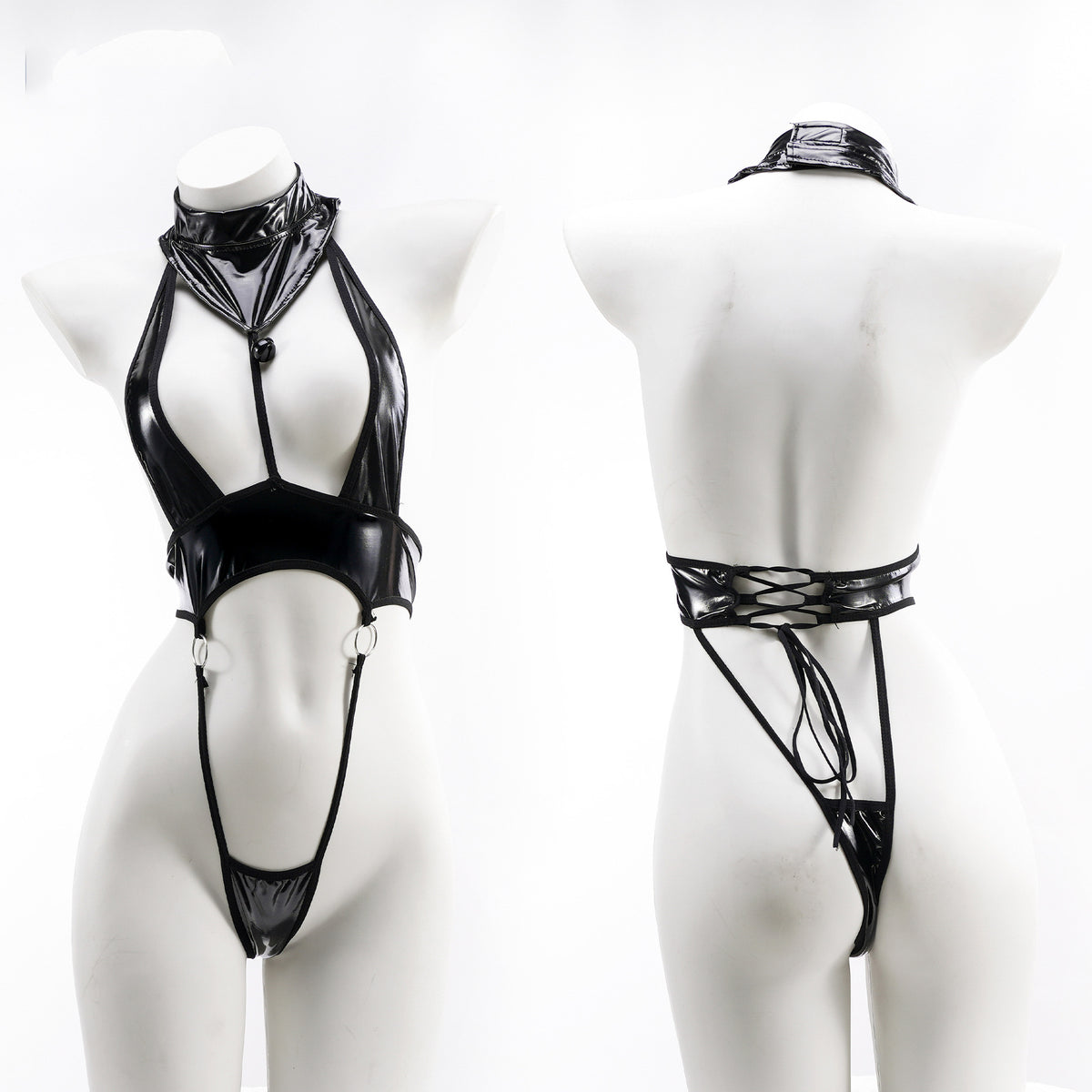 Kawaii Lace Up Leather Bodysuit