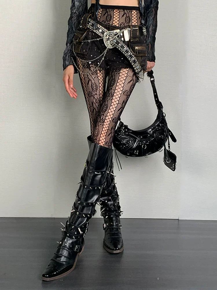Black Lace Out Stocking
