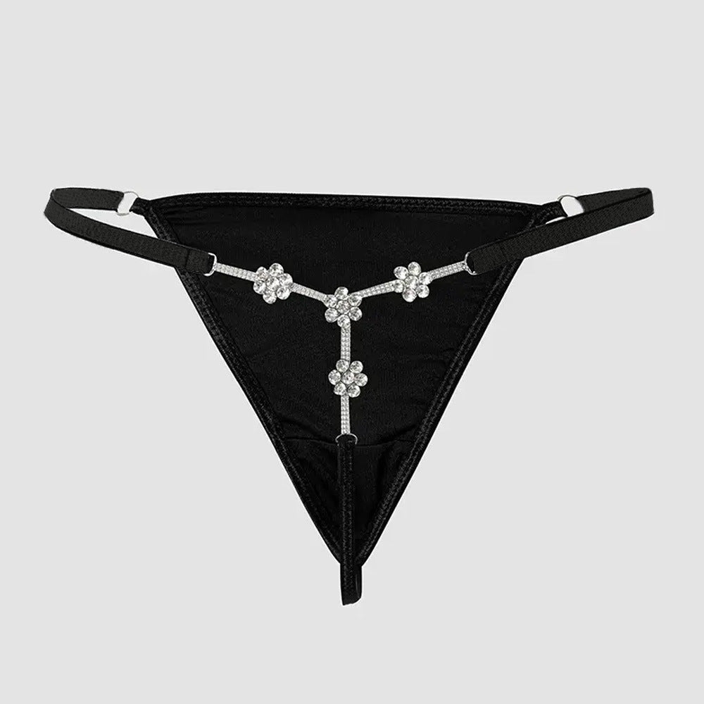 Flower Rhinestone G-String