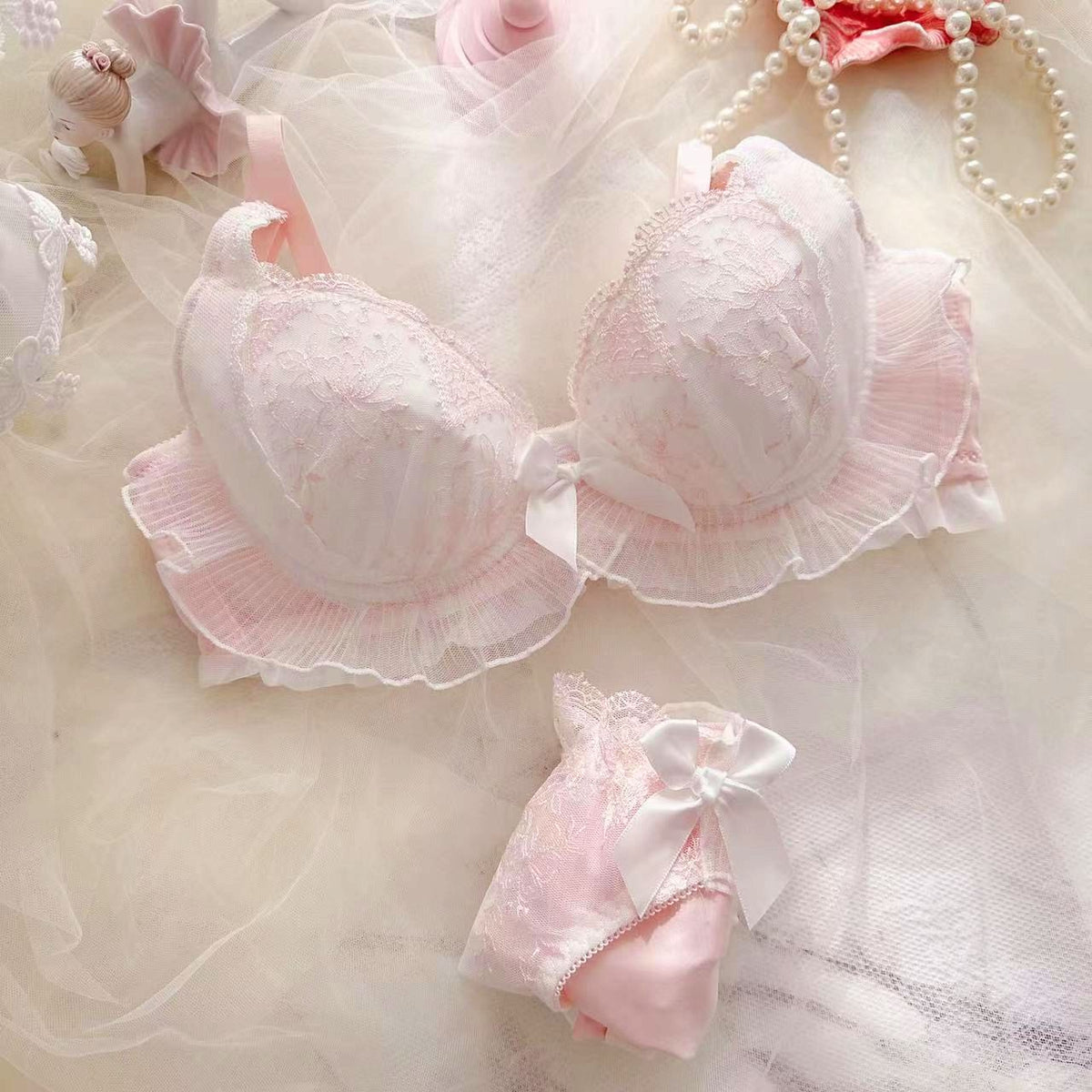 Japanese Kawaii Lolita Flower Bra Set