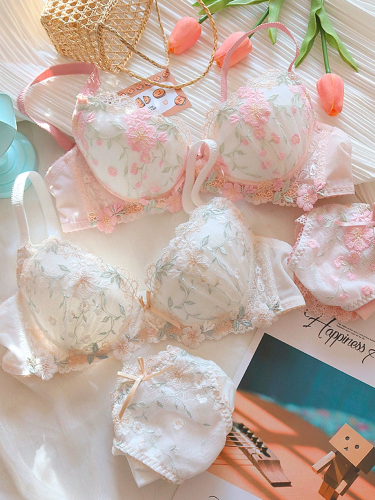 Ruffle Blossom Sweetie Little Flower Bras And Panty Set
