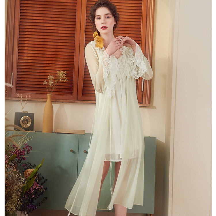 White Lace Sheer White Nighties Set