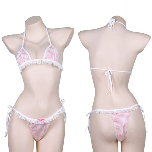 Sexy Anime Kawaii Grid Micro Bikini Set
