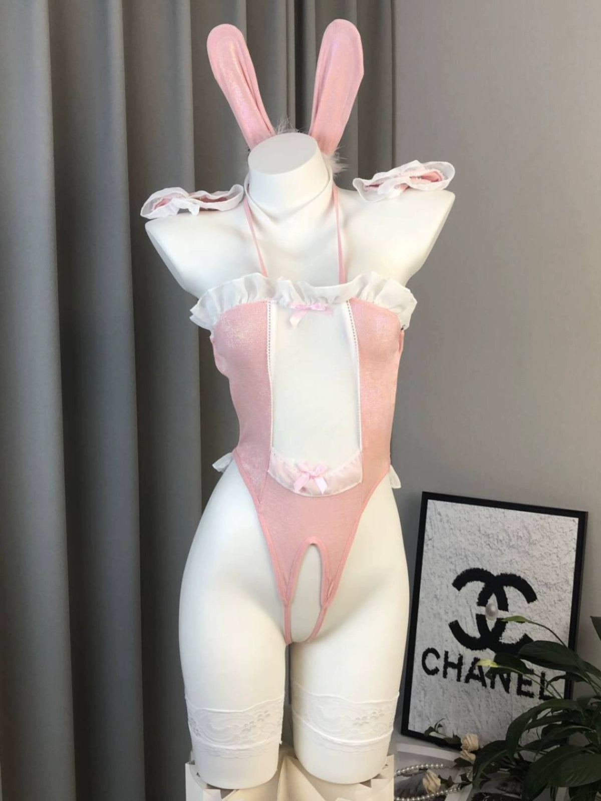 Pink Crotchless Japanese Anime Bunny Girl