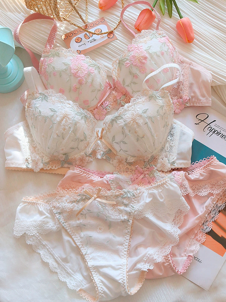 Ruffle Blossom Sweetie Little Flower Bras And Panty Set