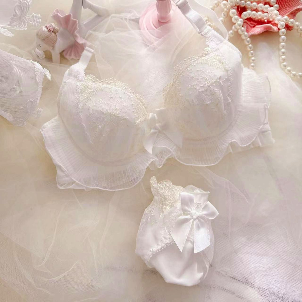 Japanese Kawaii Lolita Flower Bra Set