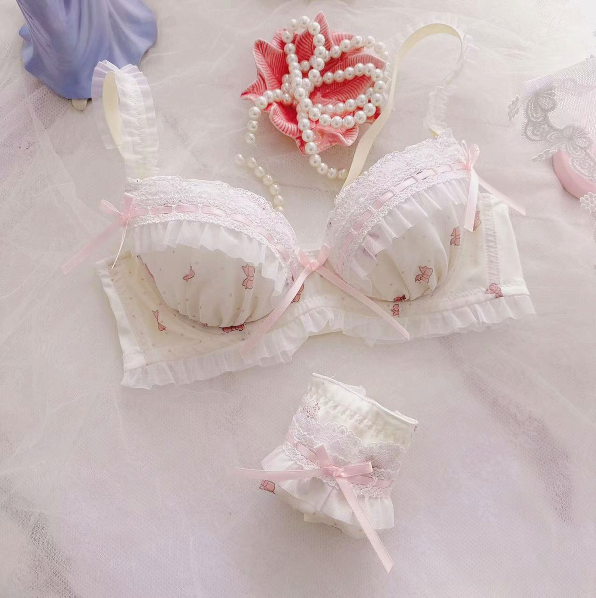 Japanese Lolita Flower Bra Set