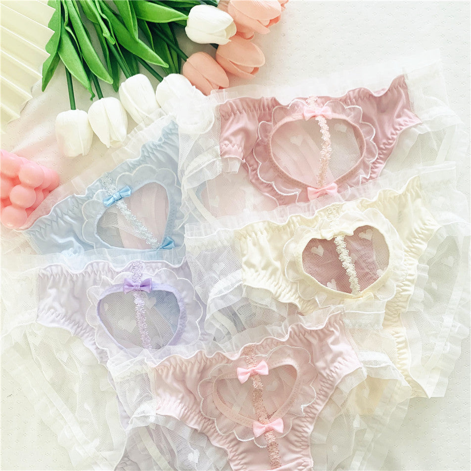 5pcs - Kawaii Heart Hole Panty Set