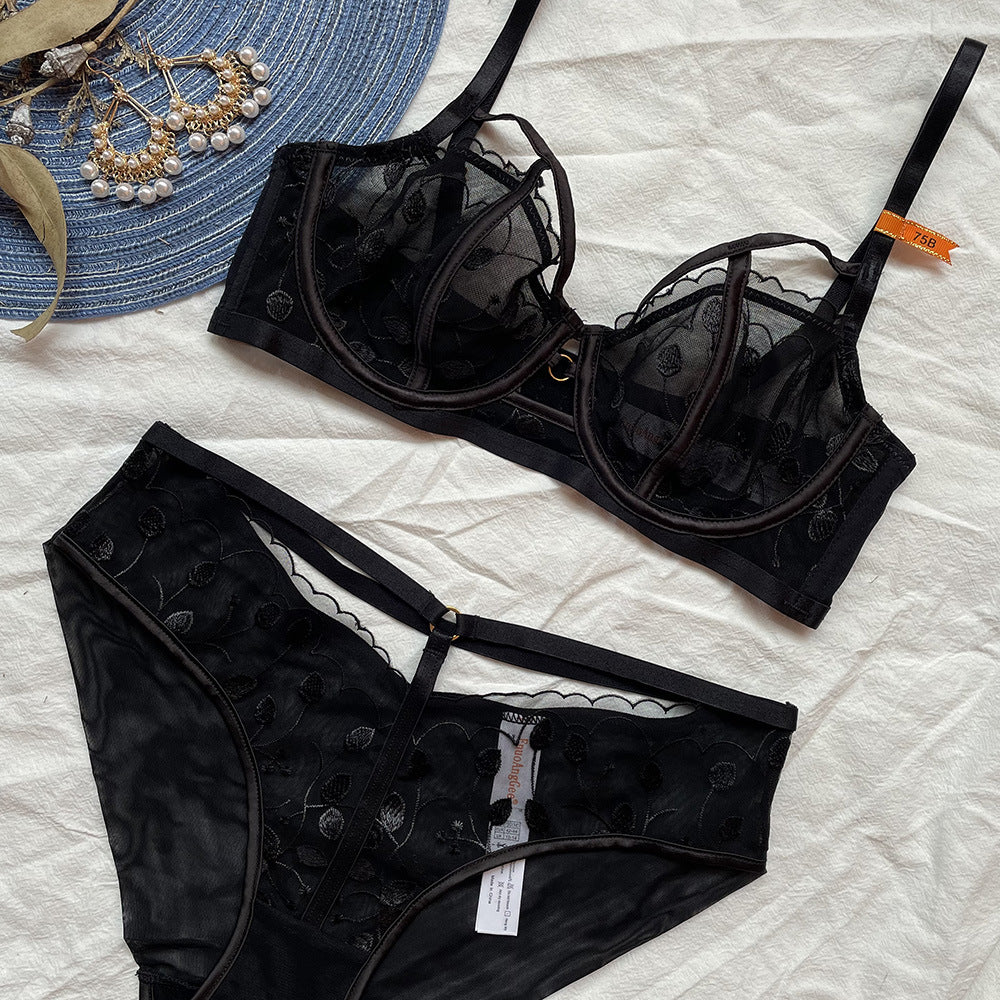 Dot Flower Lacy Bra Set
