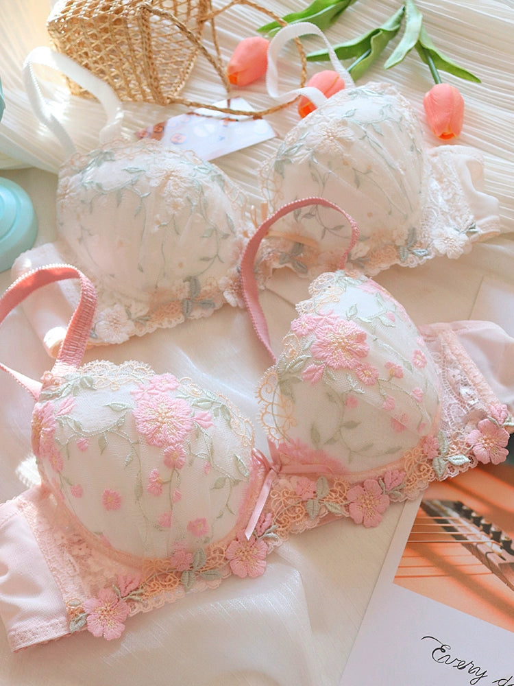 Ruffle Blossom Sweetie Little Flower Bras And Panty Set