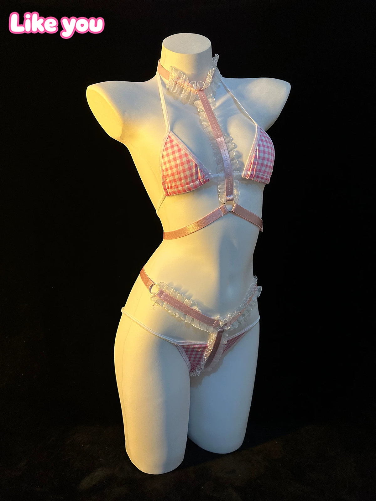 Kawaii Lolita Japanese Grid Anime Micro Bikini