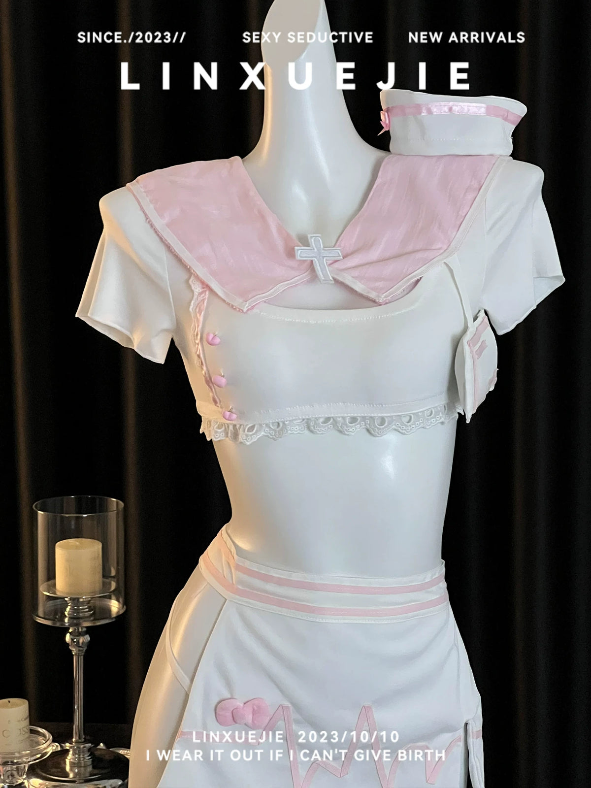 Anime Pink Japanese Sexy School Girl Lingerie Set