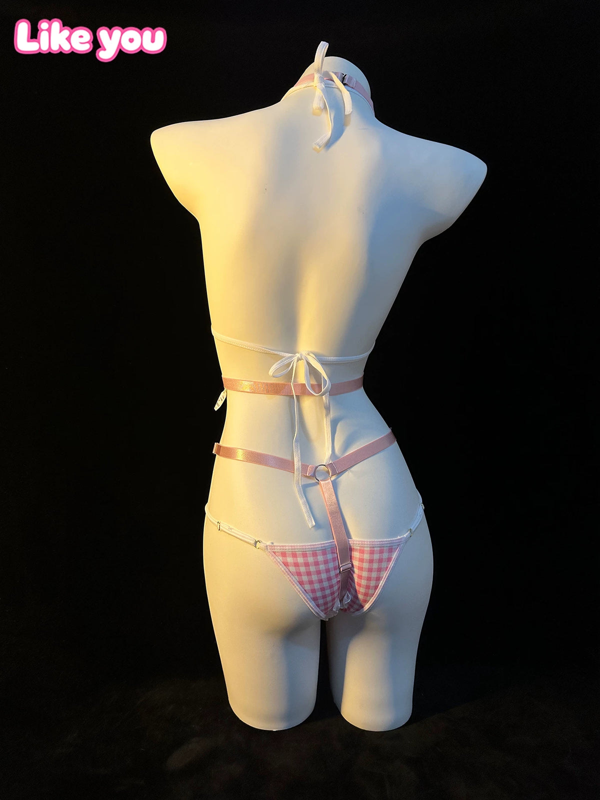 Kawaii Lolita Japanese Grid Anime Micro Bikini
