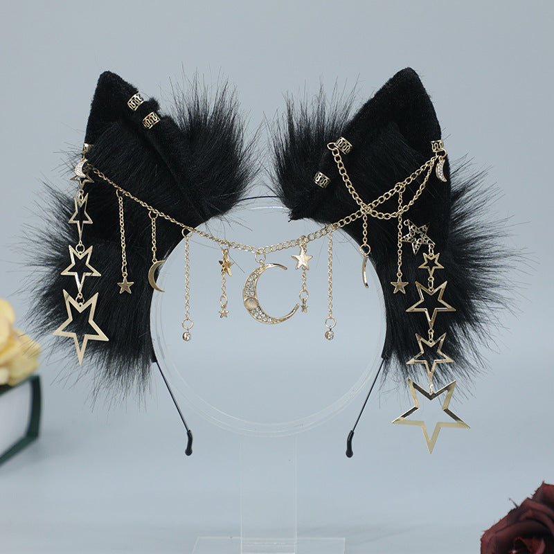 Black Fox Ear With Moon & Stars