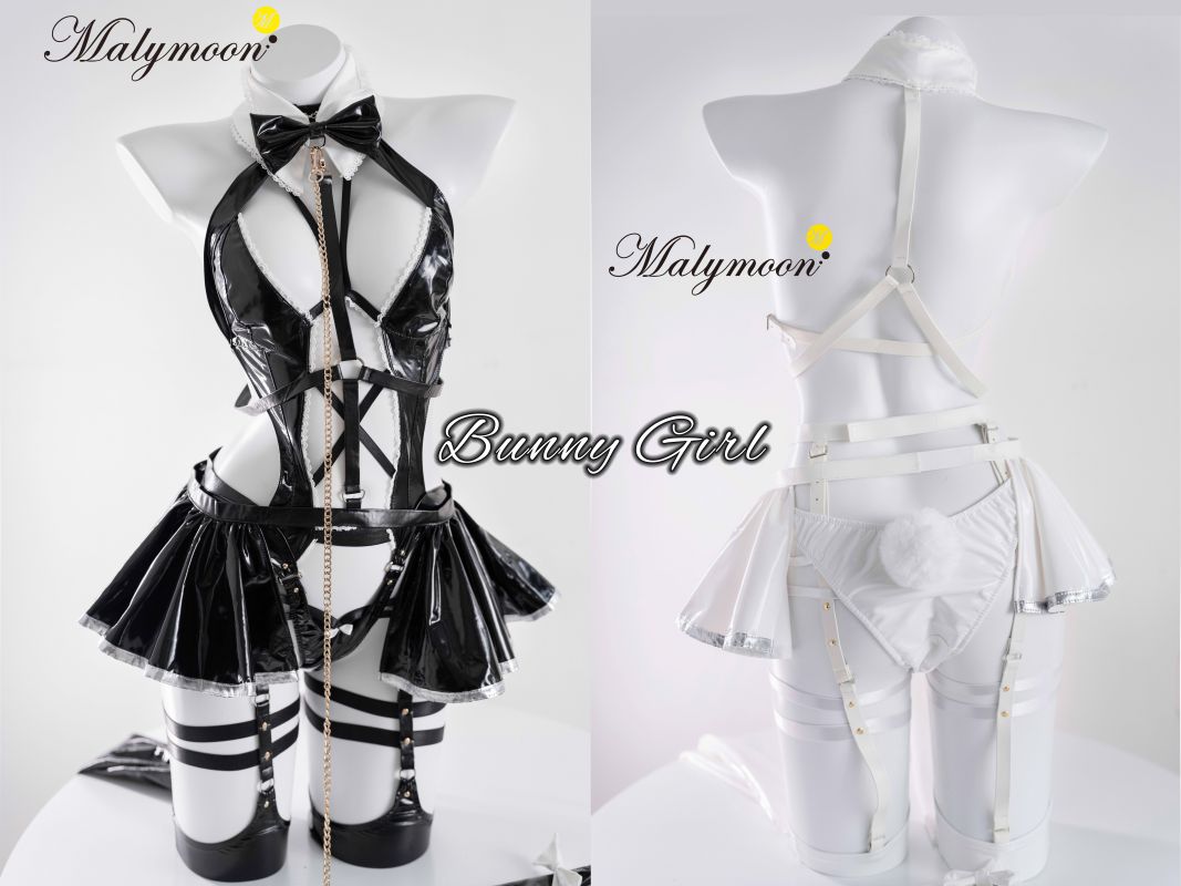 Kawaii Lace Up Leather Bodysuit Dress
