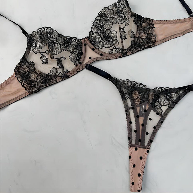 Flower Rose Bra Set